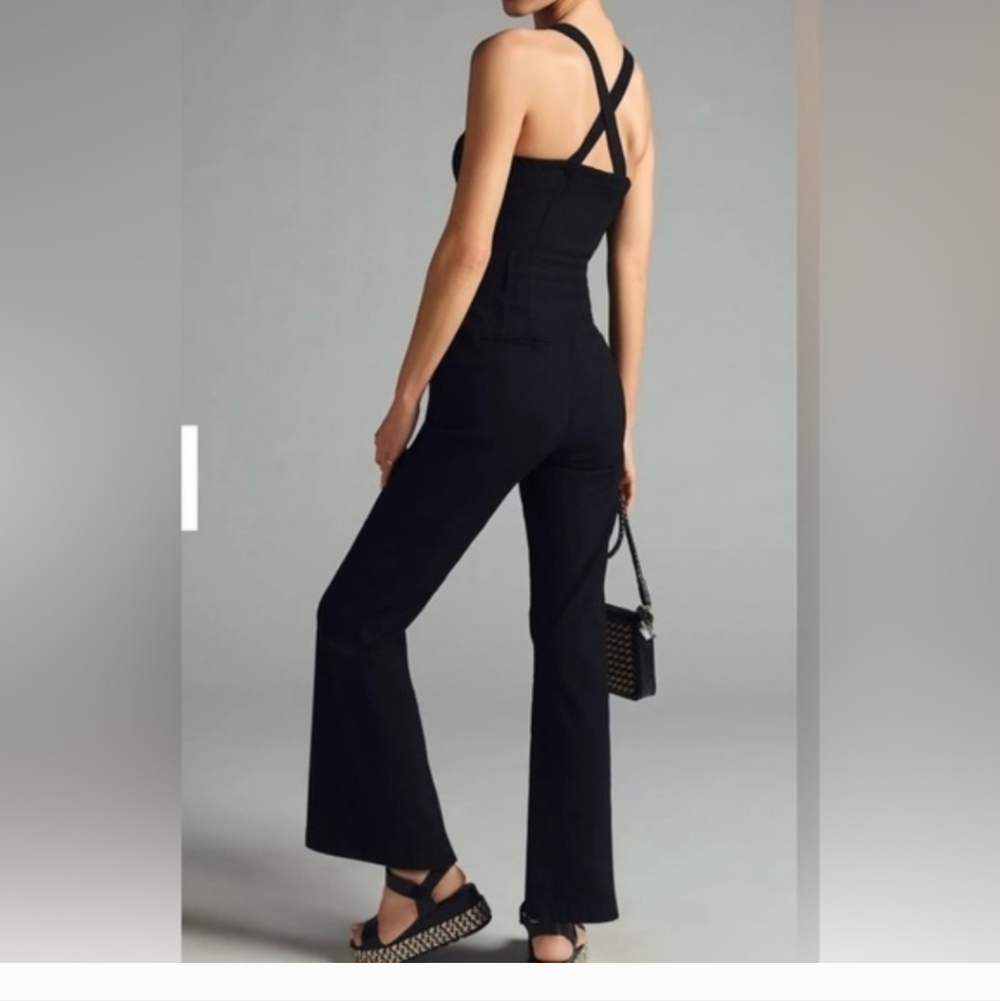 Anthropologie Black Flare Jumpsuit